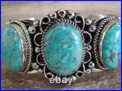 Native American Indian Nickel Silver & Turquoise Bracelet by Cleveland