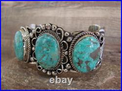 Native American Indian Nickel Silver & Turquoise Bracelet by Cleveland
