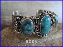 Native American Indian Nickel Silver & Turquoise Bracelet by Cleveland