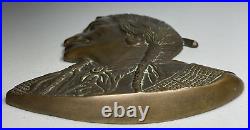 Native American Indian One Single Feather Brass Or Bronze On Wood Wall Plaque