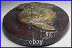 Native American Indian One Single Feather Brass Or Bronze On Wood Wall Plaque