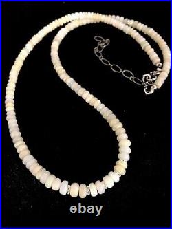 Native American Indian Opal Ethiopian Sterling Silver Bead Necklace 8746