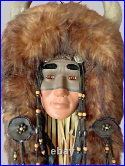 Native American Indian Painted Spirit Mask Handmade Wall Hanging 25 In