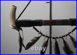 Native American Indian Peace Pipe Decor By Larry Cly Navajo About 18 1/4 GY7