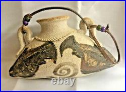 Native American Indian Pottery sandstone pouch canteen