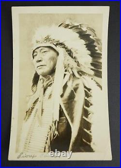 Native American Indian RPPC Sioux Chief with Headdress Photograph AZO Post Card