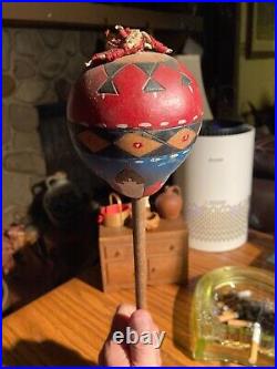 Native American Indian Rattle 1940's Or Earlier Custom Stand