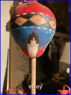 Native American Indian Rattle 1940's Or Earlier Custom Stand