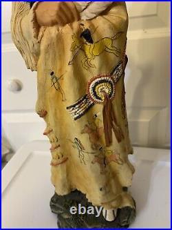 Native American Indian Resin Statue 21 Tall