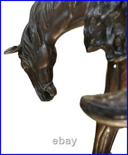 Native American Indian Riding a Horse Holding A Skull Bronze Statue 59 SIGNED