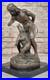 Native American Indian Shaman Taming a Bear Bronze Sculpture by P. Bartlett