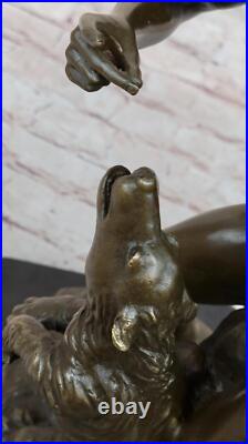 Native American Indian Shaman Taming a Bear Bronze Sculpture by P. Bartlett