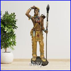 Native American Indian Spirit Chief Statue 31 Inch with Pipe