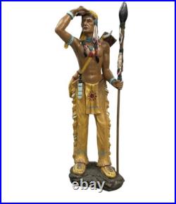 Native American Indian Spirit Chief Statue 31 Inch with Pipe