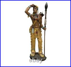 Native American Indian Spirit Chief Statue 31 Inch with Pipe