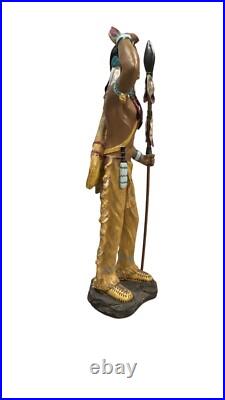 Native American Indian Spirit Chief Statue 31 Inch with Pipe