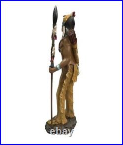Native American Indian Spirit Chief Statue 31 Inch with Pipe