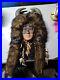 Native American Indian Spirit Mask Face Wall Hanging Real Fur Feathers