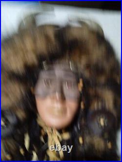 Native American Indian Spirit Mask Face Wall Hanging Real Fur Feathers