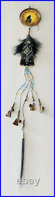 Native American Indian Spirit Prayer Feather Wolf Medicine Shield Wall Hanging