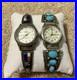 Native American Indian Sterling Running Bear & Y stamped Multi-stone watch lot