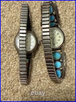Native American Indian Sterling Running Bear & Y stamped Multi-stone watch lot