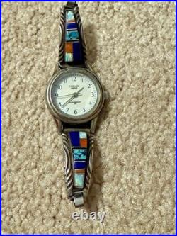 Native American Indian Sterling Running Bear & Y stamped Multi-stone watch lot