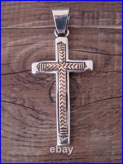 Native American Indian Sterling Silver 14K Gold Fill Cross Pendant by Bruce M