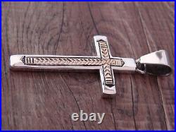 Native American Indian Sterling Silver 14K Gold Fill Cross Pendant by Bruce M