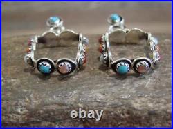 Native American Indian Sterling Silver & Multi Stone Post Dangle Earrings L
