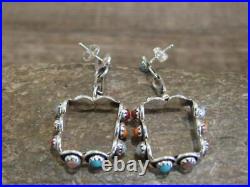 Native American Indian Sterling Silver & Multi Stone Post Dangle Earrings L