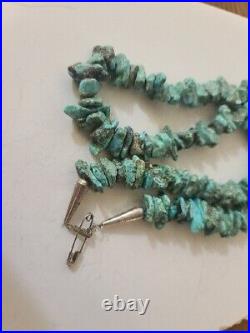 Native American Indian Sterling Silver Natural Mined Turquoise Necklace 28