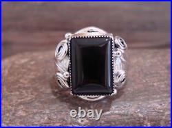 Native American Indian Sterling Silver Onyx Ring Size 9.5 Darrell Morgan