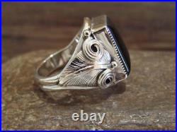 Native American Indian Sterling Silver Onyx Ring Size 9.5 Darrell Morgan