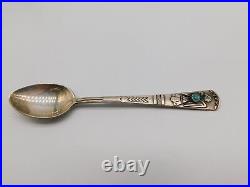 Native American Indian Sterling Silver Thunderbird Turquoise Ston Medicine Spoon