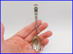 Native American Indian Sterling Silver Thunderbird Turquoise Ston Medicine Spoon