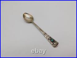 Native American Indian Sterling Silver Thunderbird Turquoise Ston Medicine Spoon