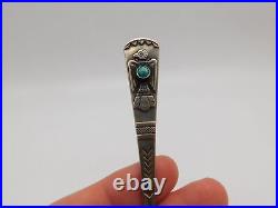 Native American Indian Sterling Silver Thunderbird Turquoise Ston Medicine Spoon