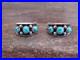 Native American Indian Sterling Silver & Turquoise 3/4 Hoop Earrings Largo