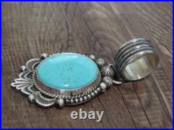 Native American Indian Sterling Silver & Turquoise Pendant Calladitto