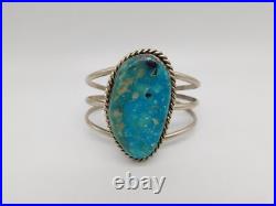 Native American Indian Sterling Silver Turquoise Stone Cuff Bracelet