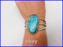 Native American Indian Sterling Silver Turquoise Stone Cuff Bracelet