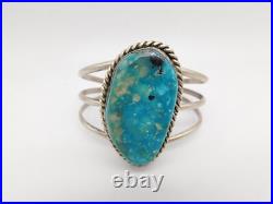 Native American Indian Sterling Silver Turquoise Stone Cuff Bracelet
