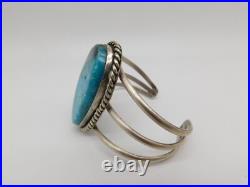Native American Indian Sterling Silver Turquoise Stone Cuff Bracelet