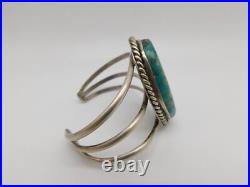 Native American Indian Sterling Silver Turquoise Stone Cuff Bracelet