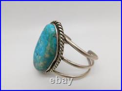Native American Indian Sterling Silver Turquoise Stone Cuff Bracelet