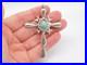 Native American Indian Sterling Silver Turquoise Stone Religious Cross Pendant