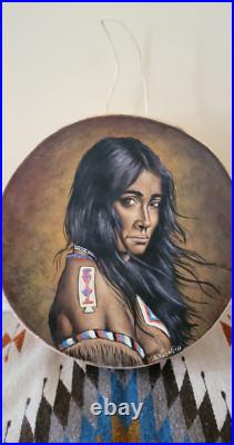 Native American! Indian Tarahumara Hand Painted Drum by Artist Salvador Vicencio