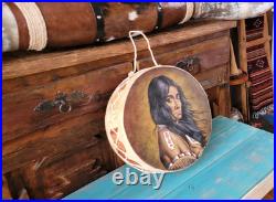 Native American! Indian Tarahumara Hand Painted Drum by Artist Salvador Vicencio