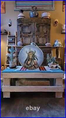 Native American! Indian Tarahumara Hand Painted Drum by Artist Salvador Vicencio